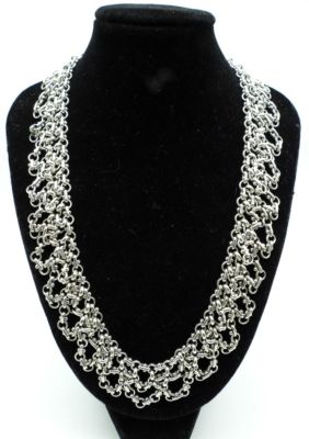 FESTOON 925 NECKLACE. 61DWT, 19IN LENGTH, BIKECHAIN STYLE DESIGN, STAMPED WITH 925 INDIA, AND 