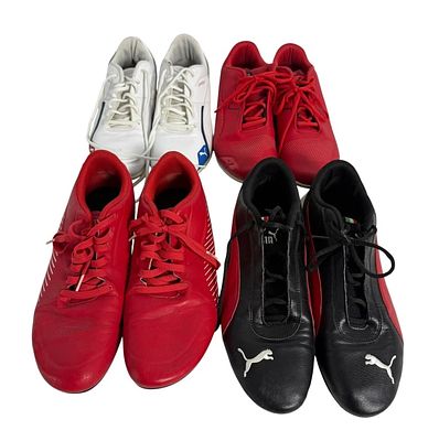 4 PAIRS OF PUMA MENS FERRARI/BMW SHOES SIZE 12. Collection of four pairs of men's Puma 