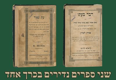שני ספרים נדירים בכרך אחד. 
א - ספר דבר בעתו , מהגאון רבי אהרן לעווין, קראקא תרנ"ט 