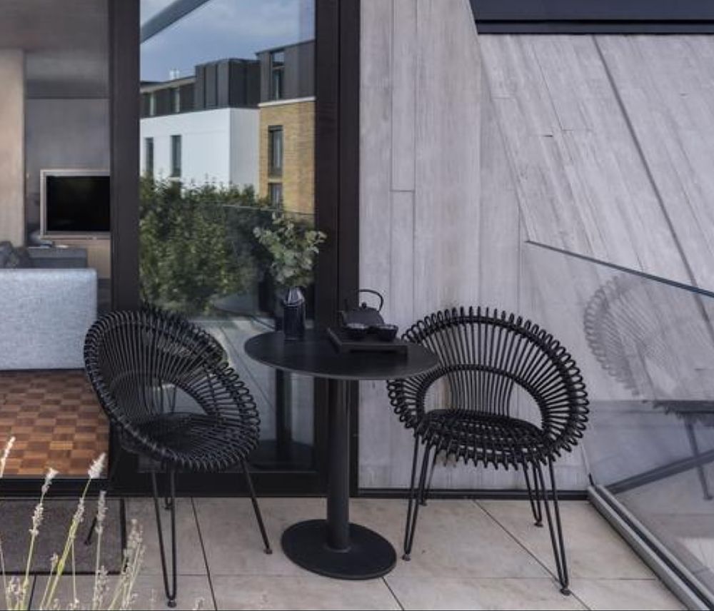 Lot 741: * Patio set comprising of Gaber Italy Tkitt table Design by Studio Eurolinea 70 x 75cm complete with