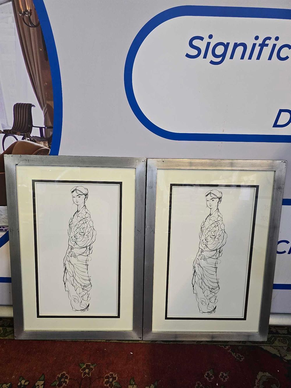 Lot 301: * This set of two framed and glazed prints are reproductions after drawings after Paul César Helleu