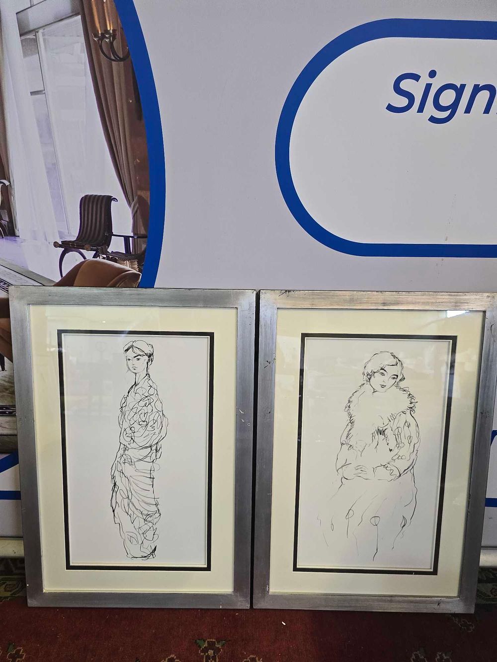 Lot 307: * This set of two framed and glazed prints are reproductions after drawings after Paul César Helleu