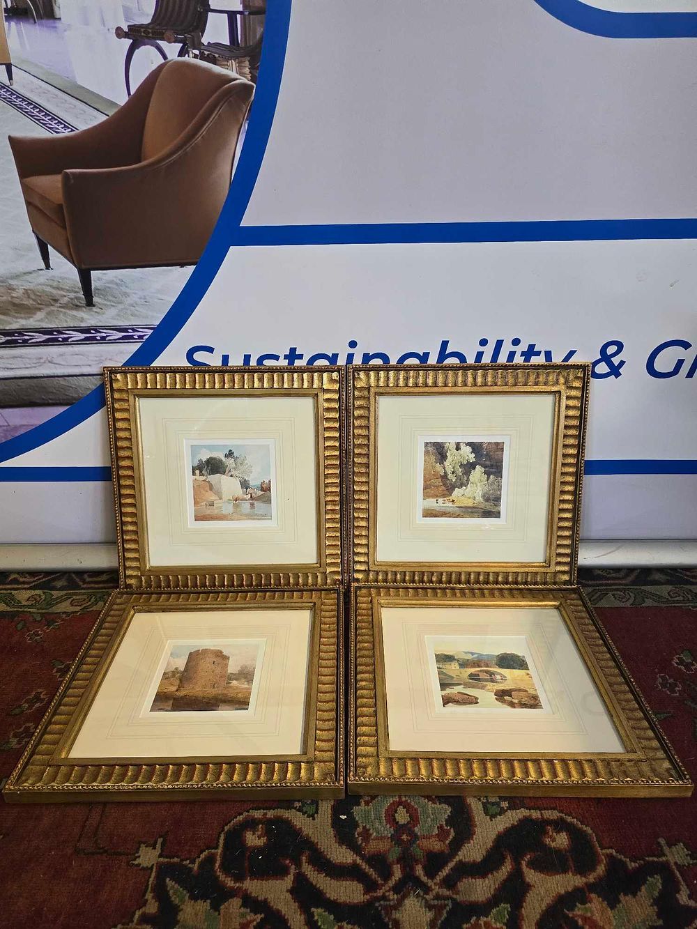 Lot 317: * This set of four framed and glazed landscape prints are reproductions after original works by the