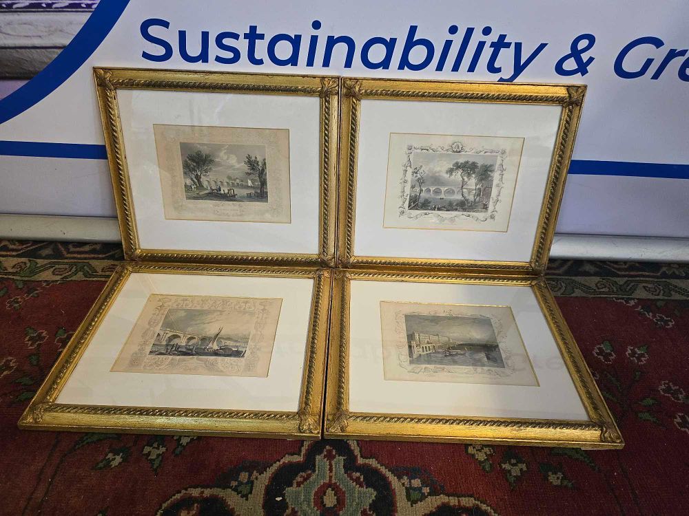 Lot 320: * This set of four framed and glazed prints depicting London Bridges are reproductions after original