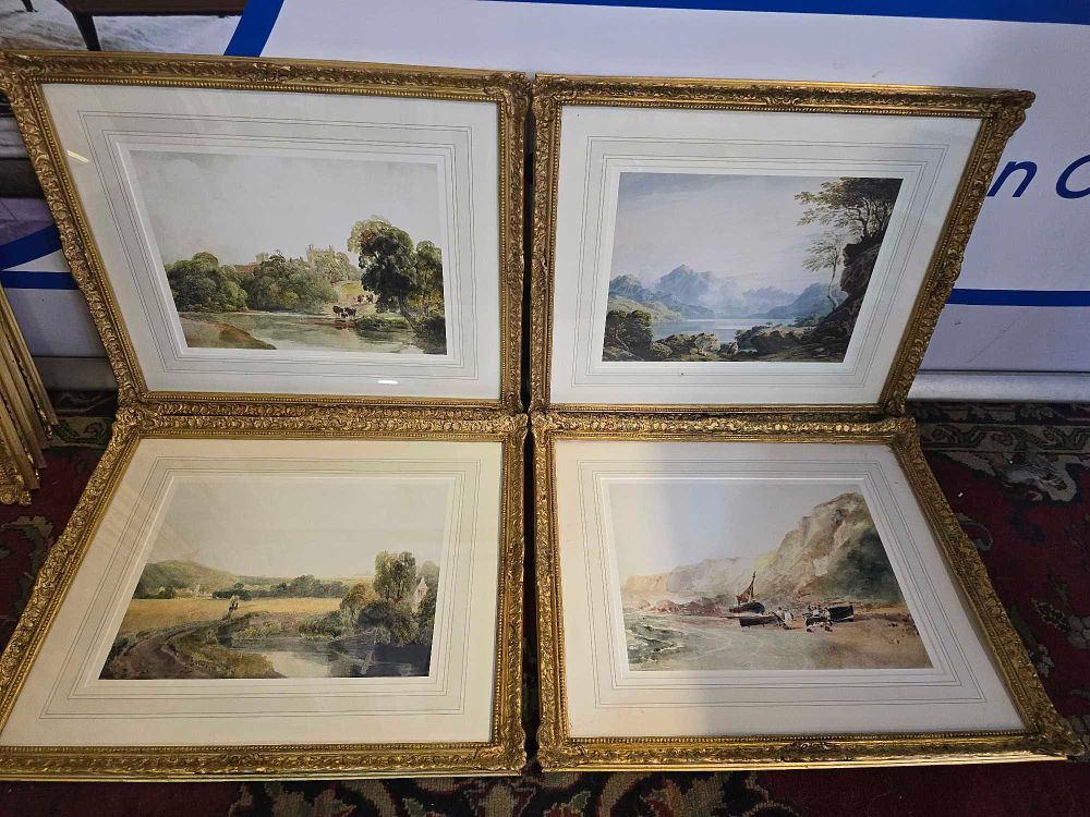 Lot 323: * This set of four framed and glazed landscape prints are reproductions after original works by the