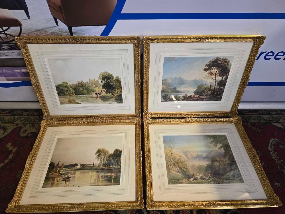 Lot 325: * This set of four framed and glazed landscape prints are reproductions after original works by the