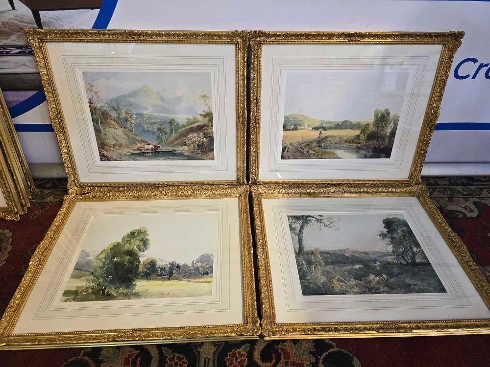 Lot 327: * This set of four framed and glazed landscape prints are reproductions after original works by the