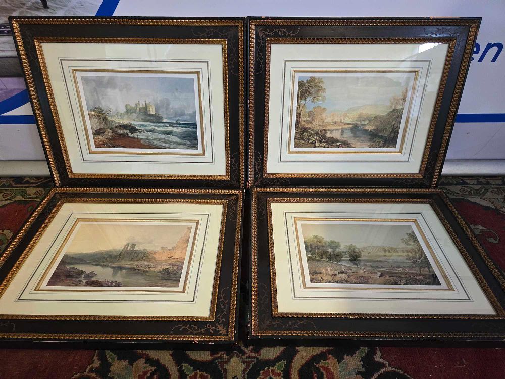 Lot 337: * This set of four framed and glazed landscape prints are reproductions after original works by