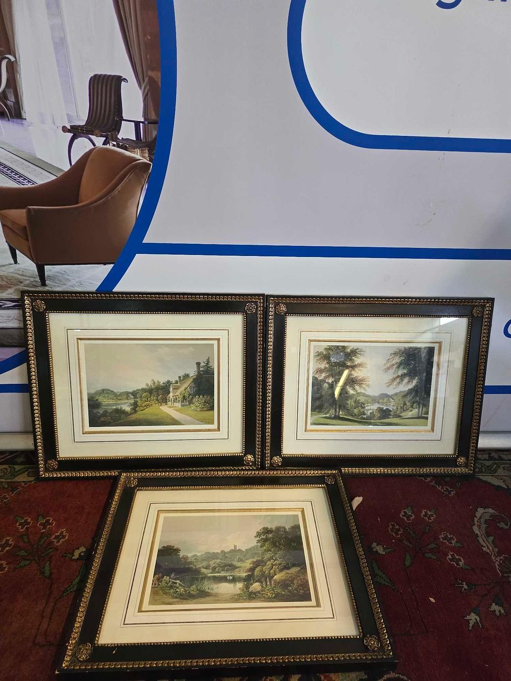 Lot 351: * A set of 3 landscape prints after Francis Nicholson (1753-1844) King Alfreds Tower Stourhead (View