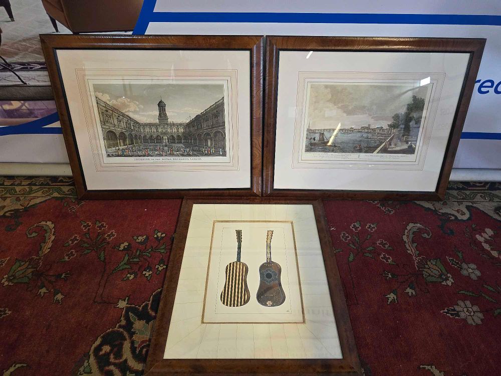 Lot 357: * A set of 3 prints (1) interior view of the Royal Exchange in London