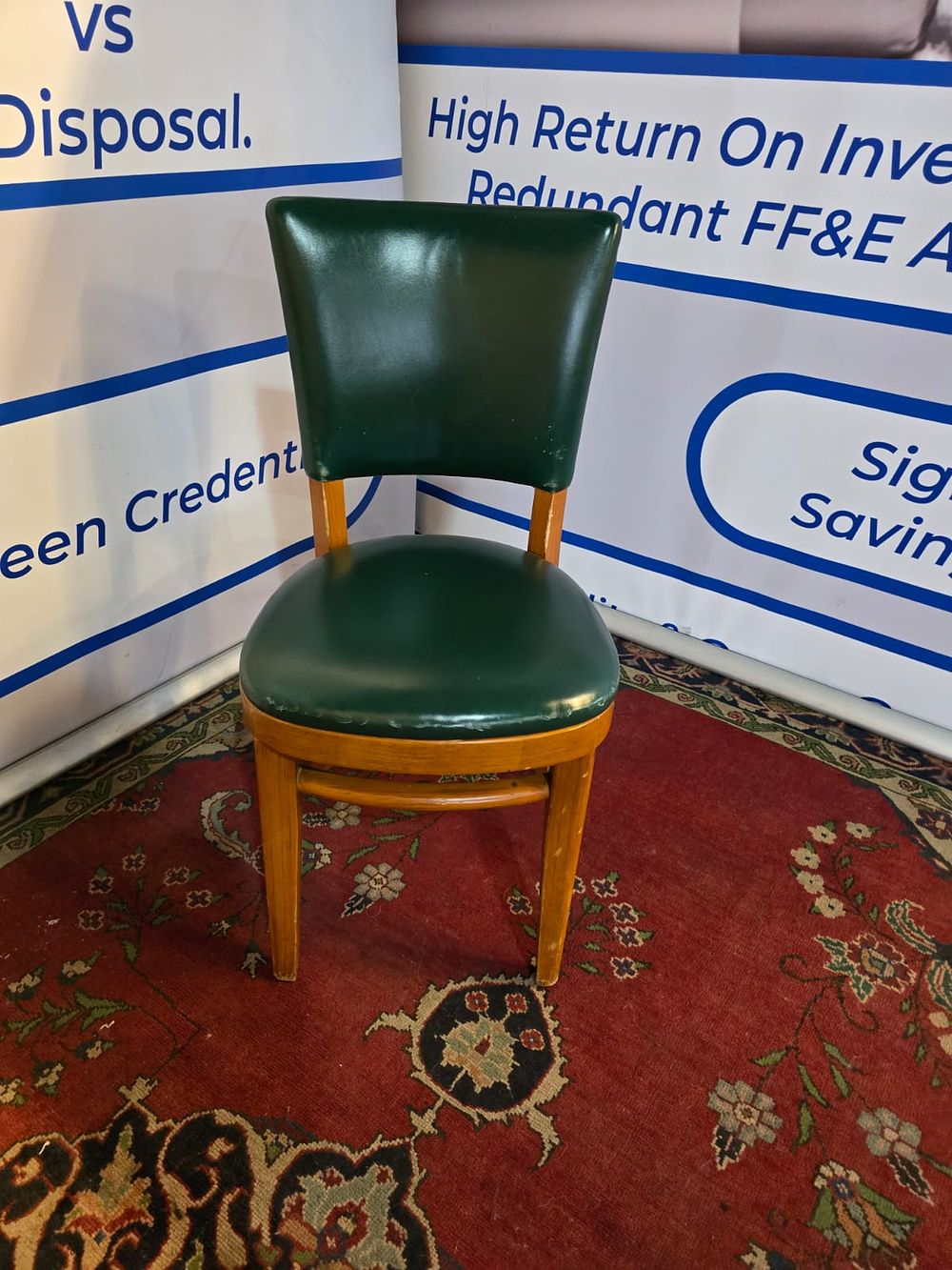 Lot 461: * Set of 4 racing green leather side chairs reminiscent of the classic bentwood style pioneered by