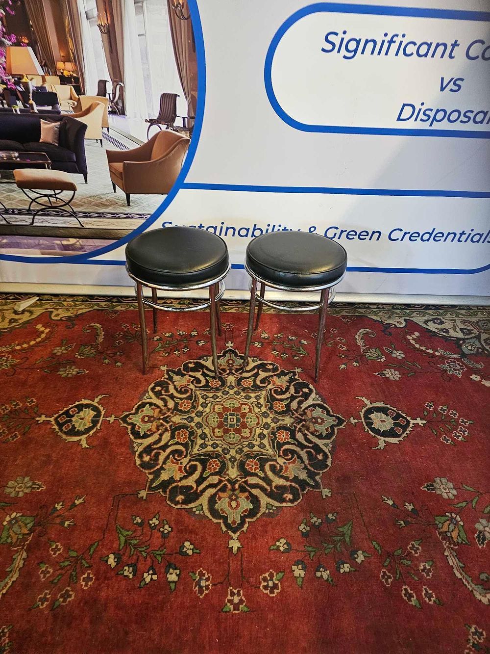 Lot 621: * 2 x Vanity Stools with round