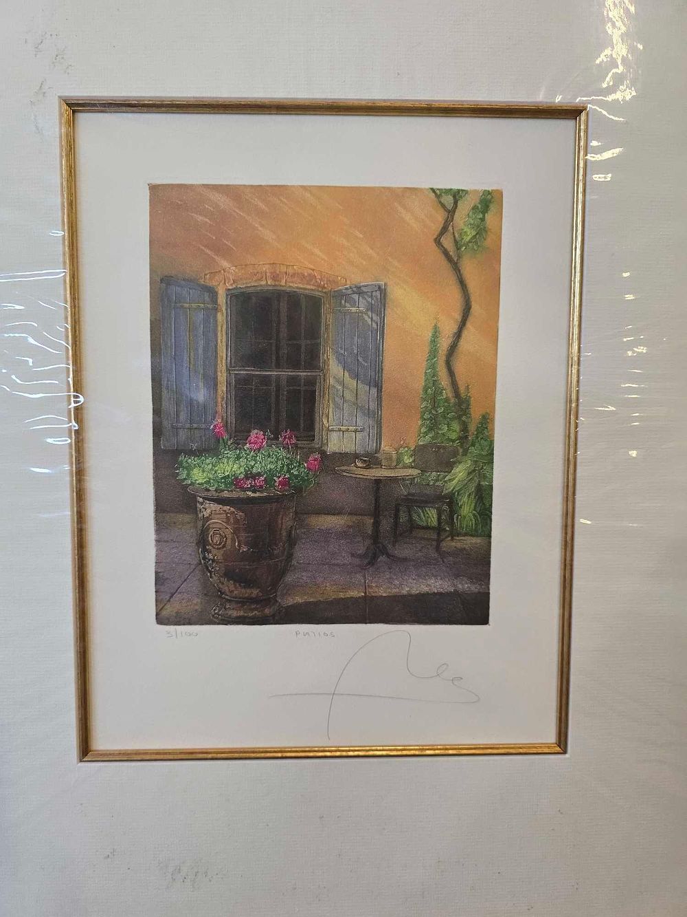 Lot 647: * Limited edition coloured lithograph 3 of 300 titled Patio signed Marga Herrera Portal (Spanish