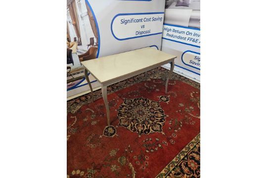 Lot 779: * 4x Rectangular Painted Wood Framed Table With Queen Anne Legs 130 x 65 x 74cm
