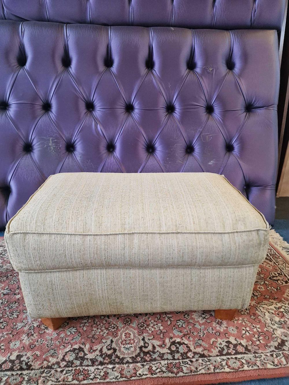 Lot 186: * A rectangular ottoman or footstool with a light-coloured