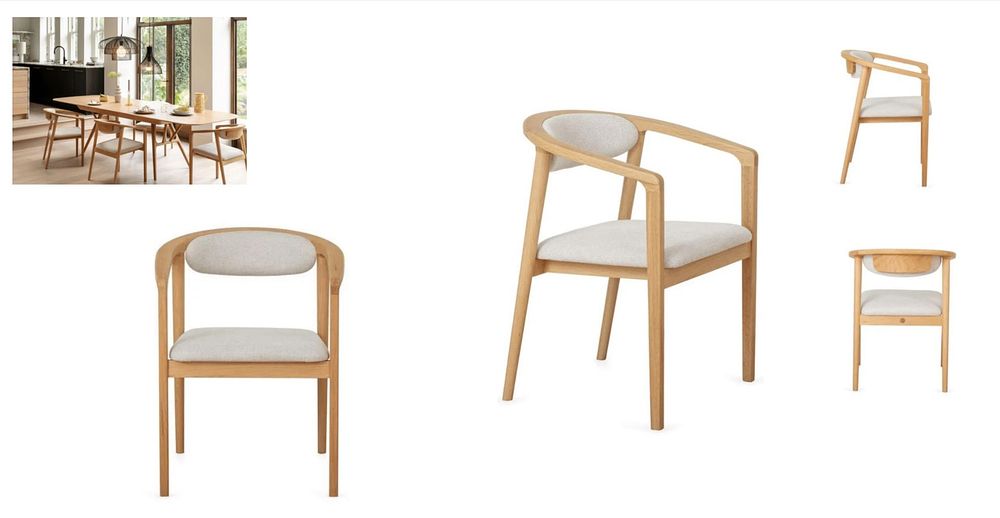 Lot 189: * A set of four Anais Oak framed upholstered dining chairs, Heals ex-floor models