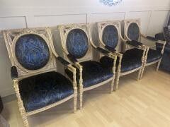 Lot 223: * Durresta Flavia Chair, features a hand carved frame upholstered in fabric by Art of the Loom from
