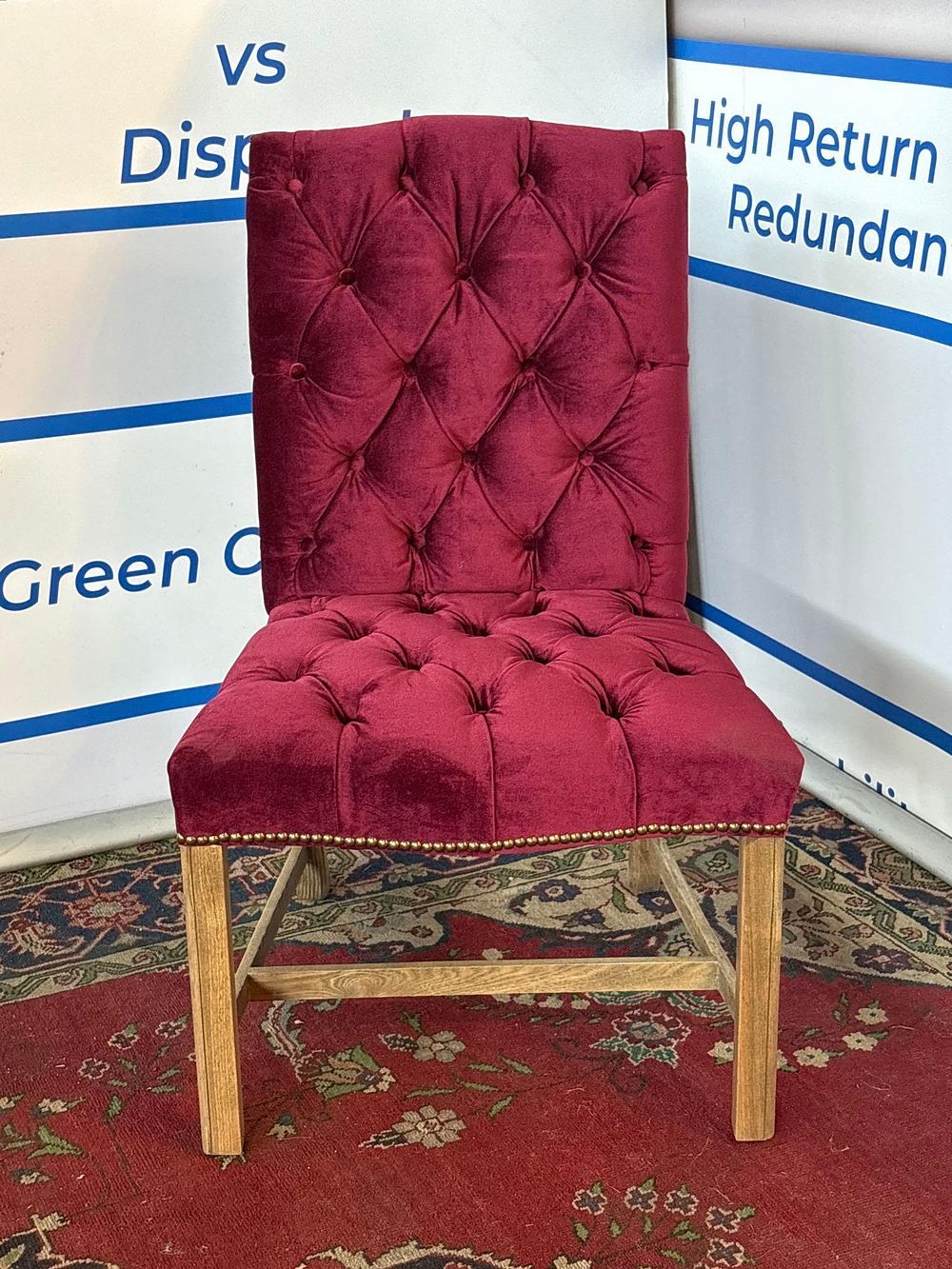 Lot 361: * Timothy Oulton Regency dining chair upholstered in siren rose velvet both the backrest and the seat
