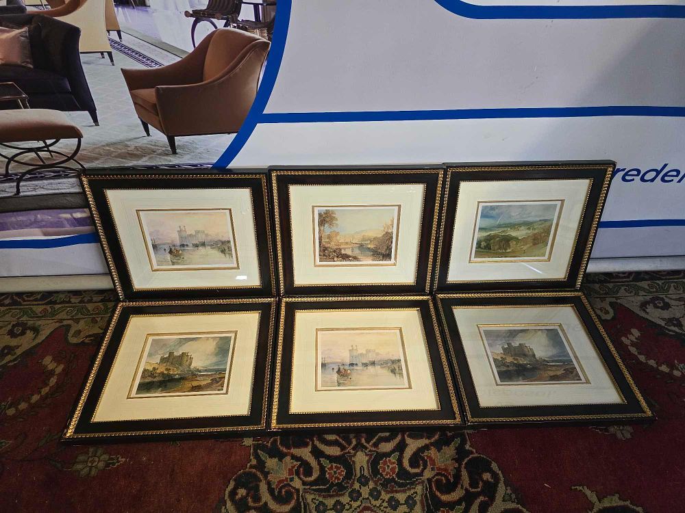 Lot 260: * This set of six framed and glazed landscape prints are reproductions after original works by the