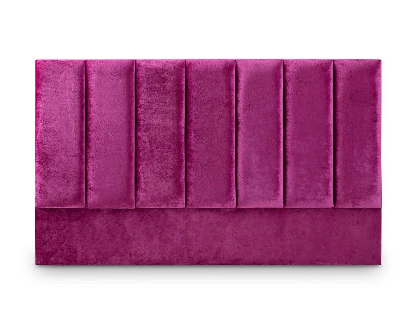 Lot 307: * Headboard This low vertically panelled velvet headboard features a modern design that effortlessly