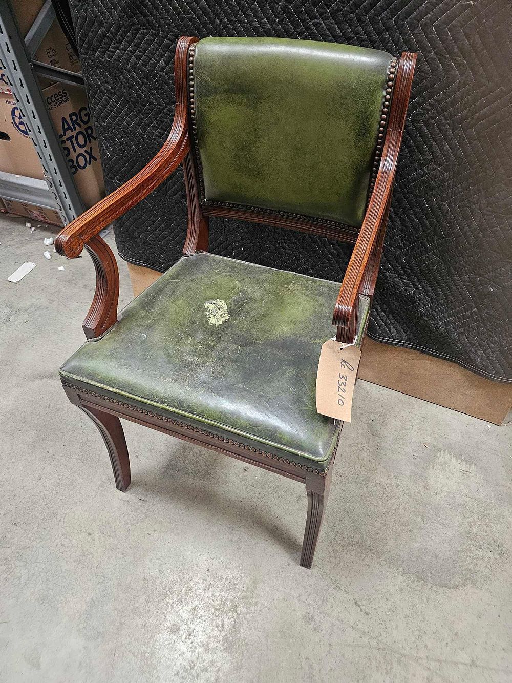 Lot 428: * A French Mahogany Leather Armchair 55 X 50 X 88cm (RC33210)
