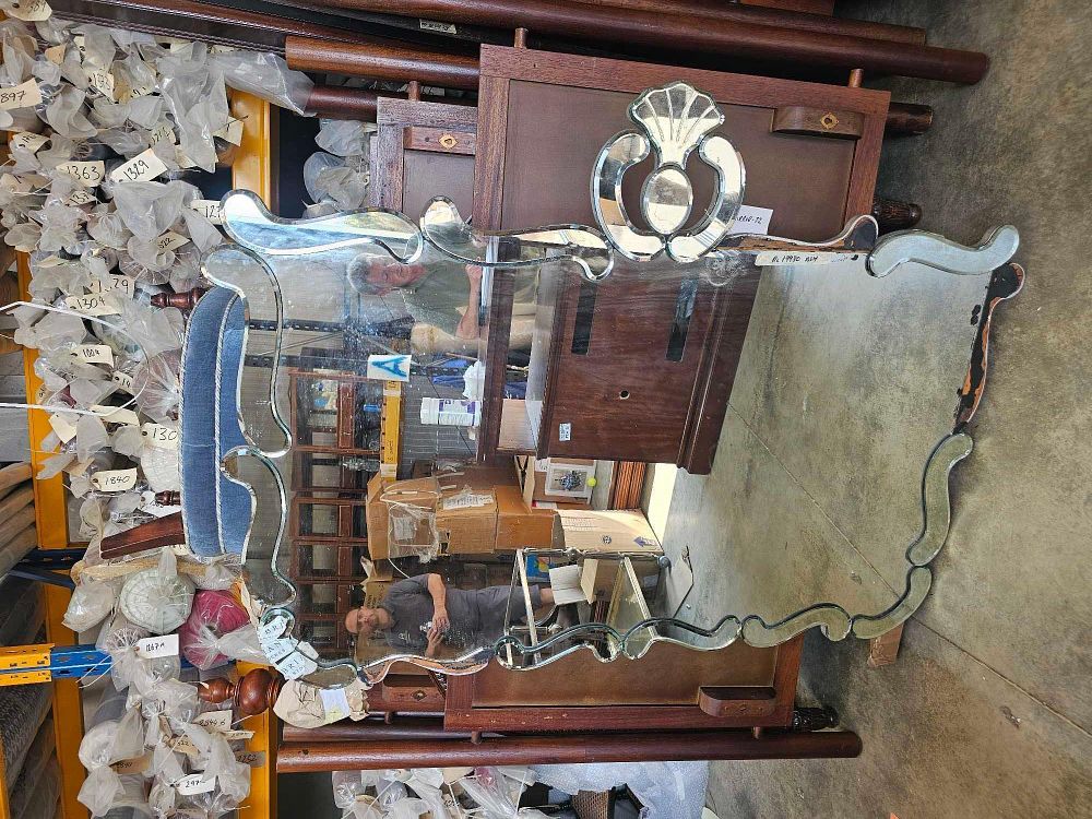 Lot 440: * Elegant Oversized Venetian Mirror MID-20TH CENTURY With S-Shaped Marginal Plates 120 X 160cm A/F