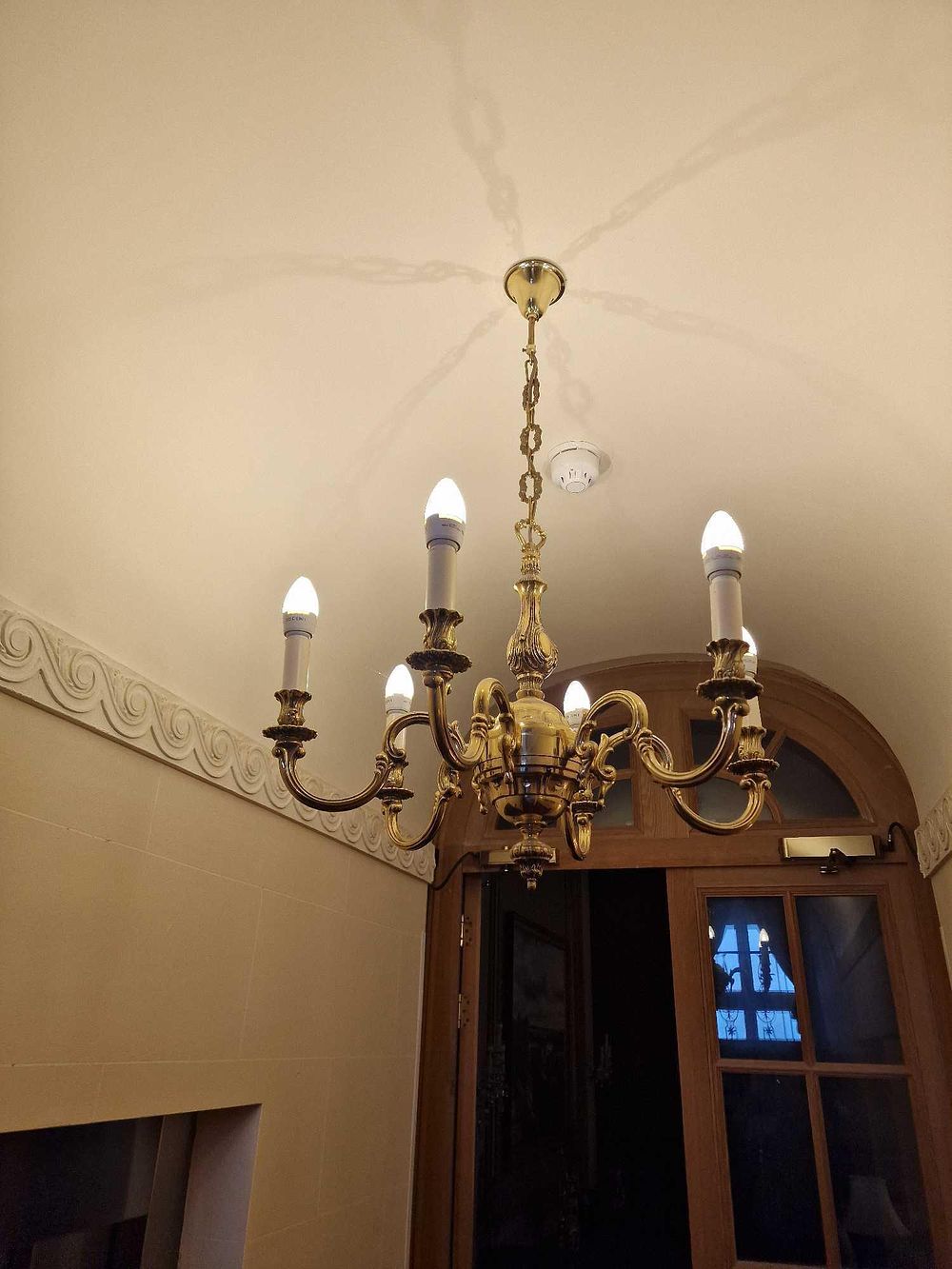 Lot 353: * Dutch brass polished fie-arm chandelier