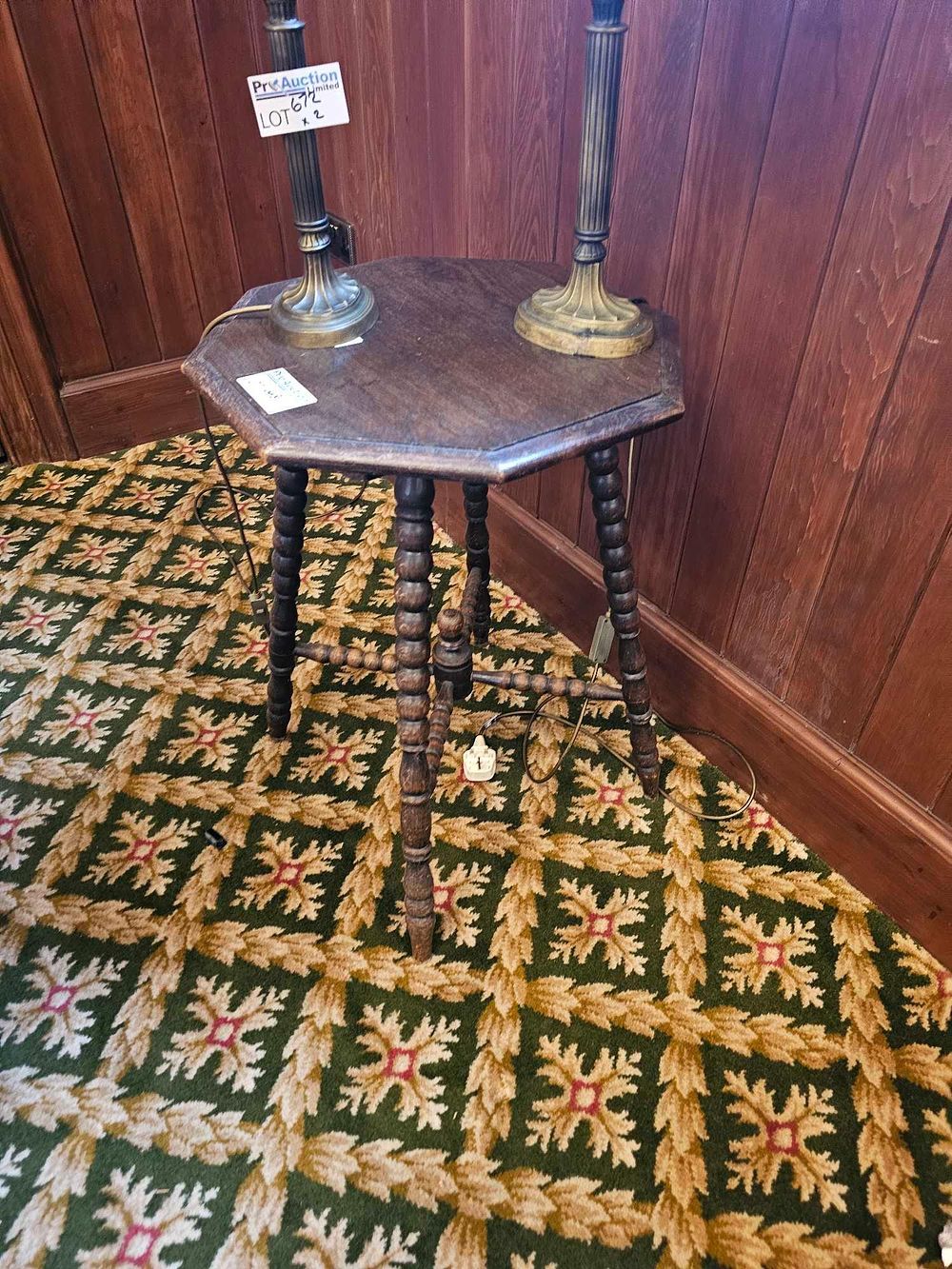 Lot 668: * A Oak Hexagonal Bobbin Turned Side Table a solid hexagonal top with isible wood grain