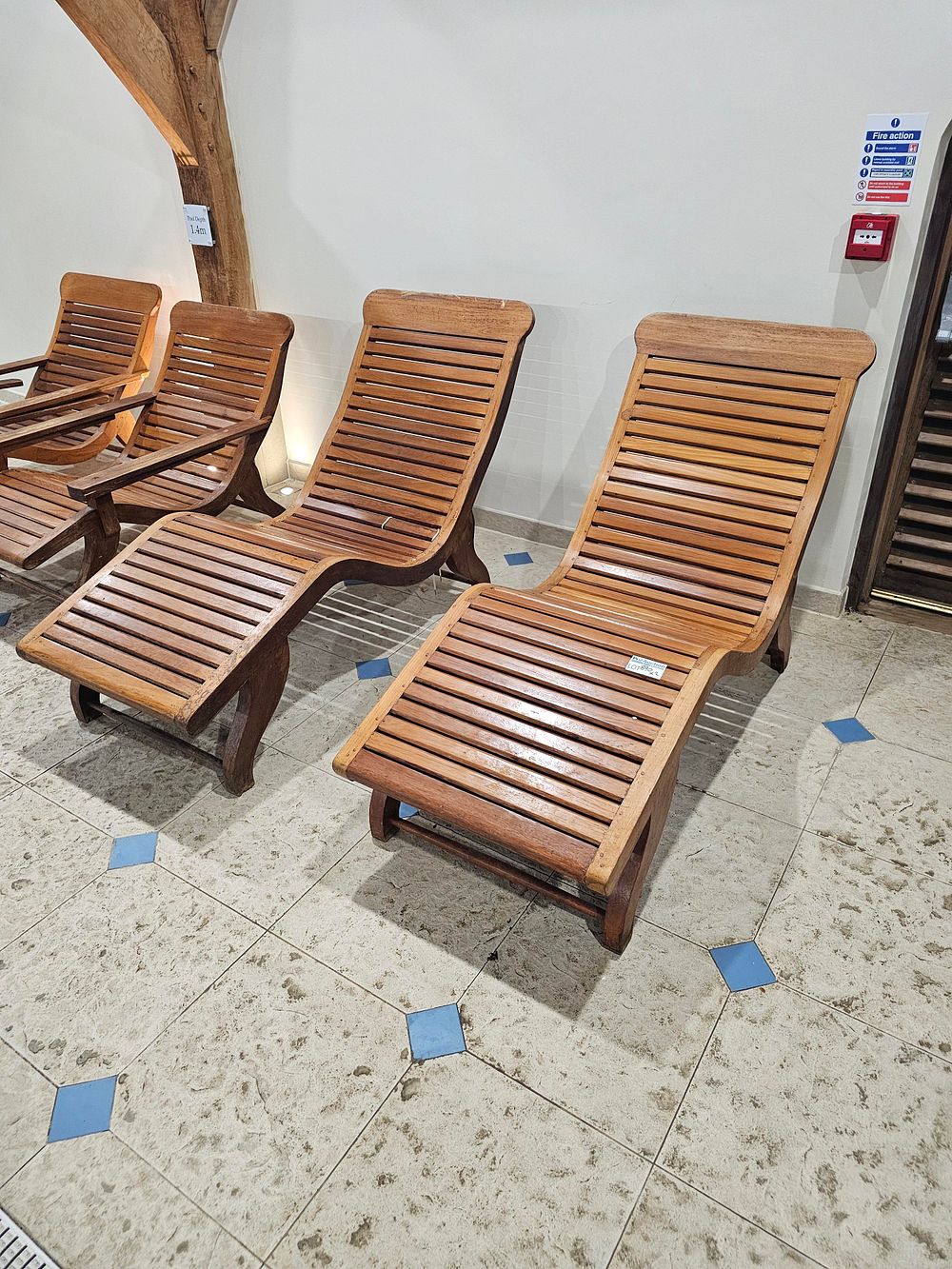 Lot 888: * A pair of teak sun lounger beds 138 x 75 x 83cm
