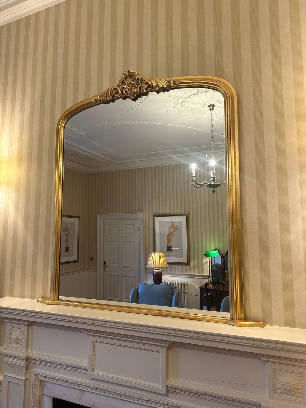 Lot 1151: * Large Rectangular Wall Mirror with Arched Top and Ornate Cartouche