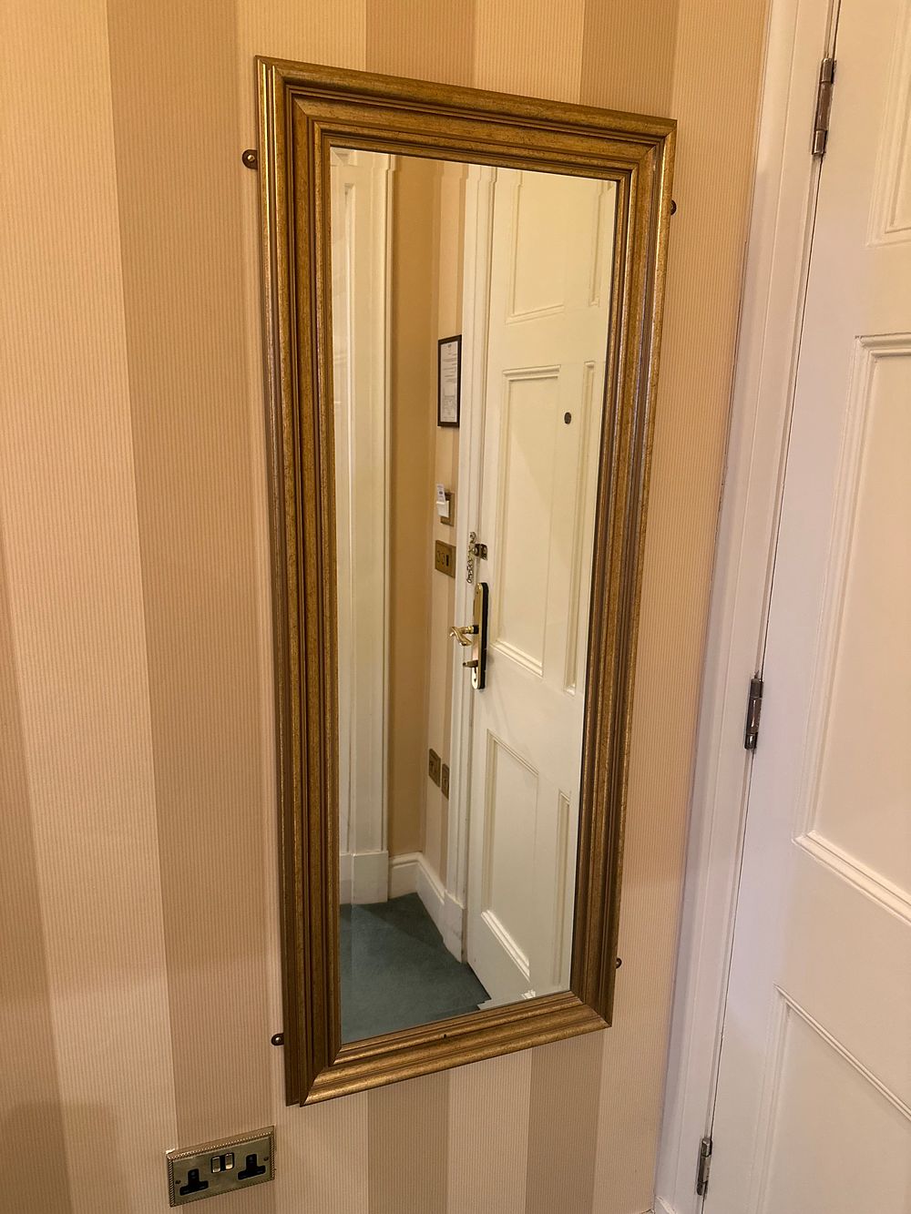 Lot 1565: * Rectangular ertically oriented dress mirror with gold-painted wooden frame