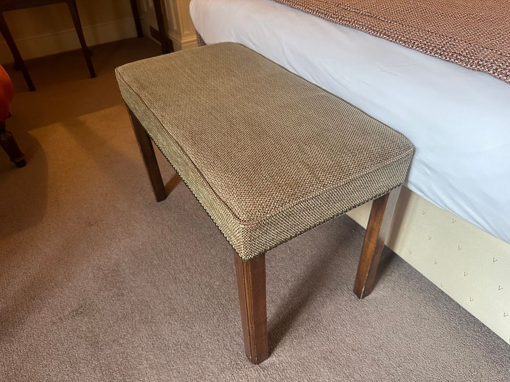 Lot 1703: * Bench – Rectangular Upholstered Seat with Mahogany Frame and Nailhead Trim