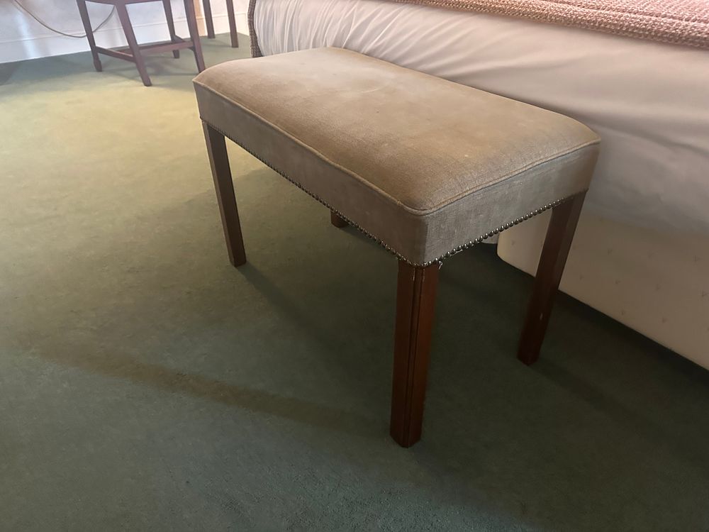 Lot 1748: * Bench – Rectangular Upholstered Seat with Mahogany Frame and Nailhead Trim