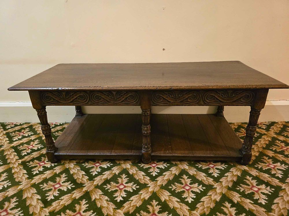 Lot 2216: * A rectangular coffee table in the Jacobean Reial style