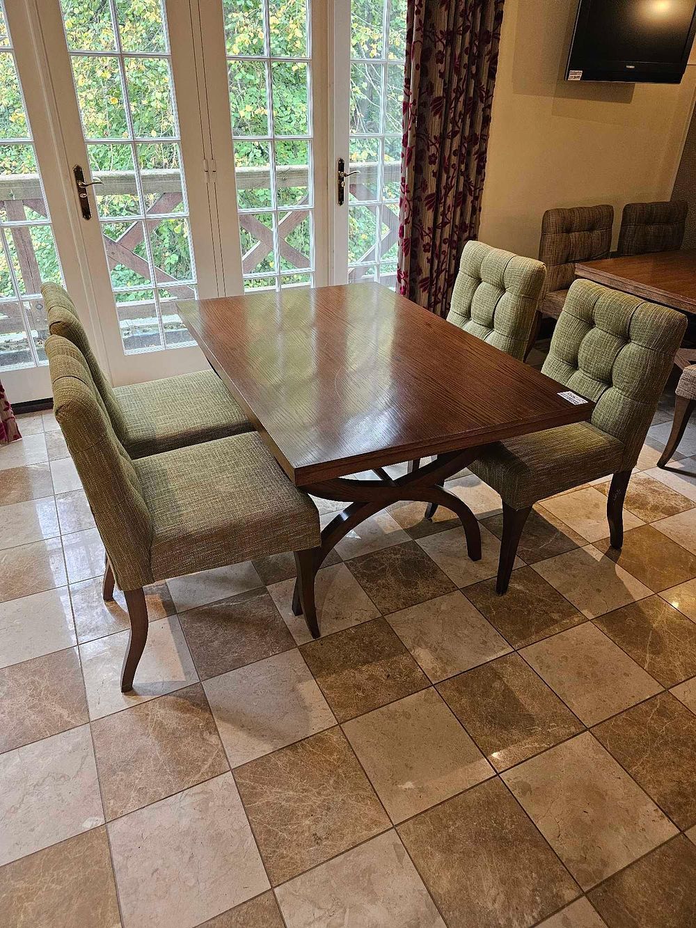 Lot 3095: * Dining table and 4 chairs Rectangular Dining Table with Arched Supports