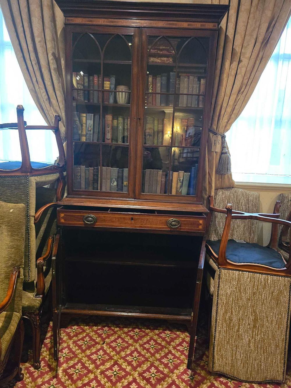 Lot 4003: * ictorian Style Mahogany Secretaire Bookcase