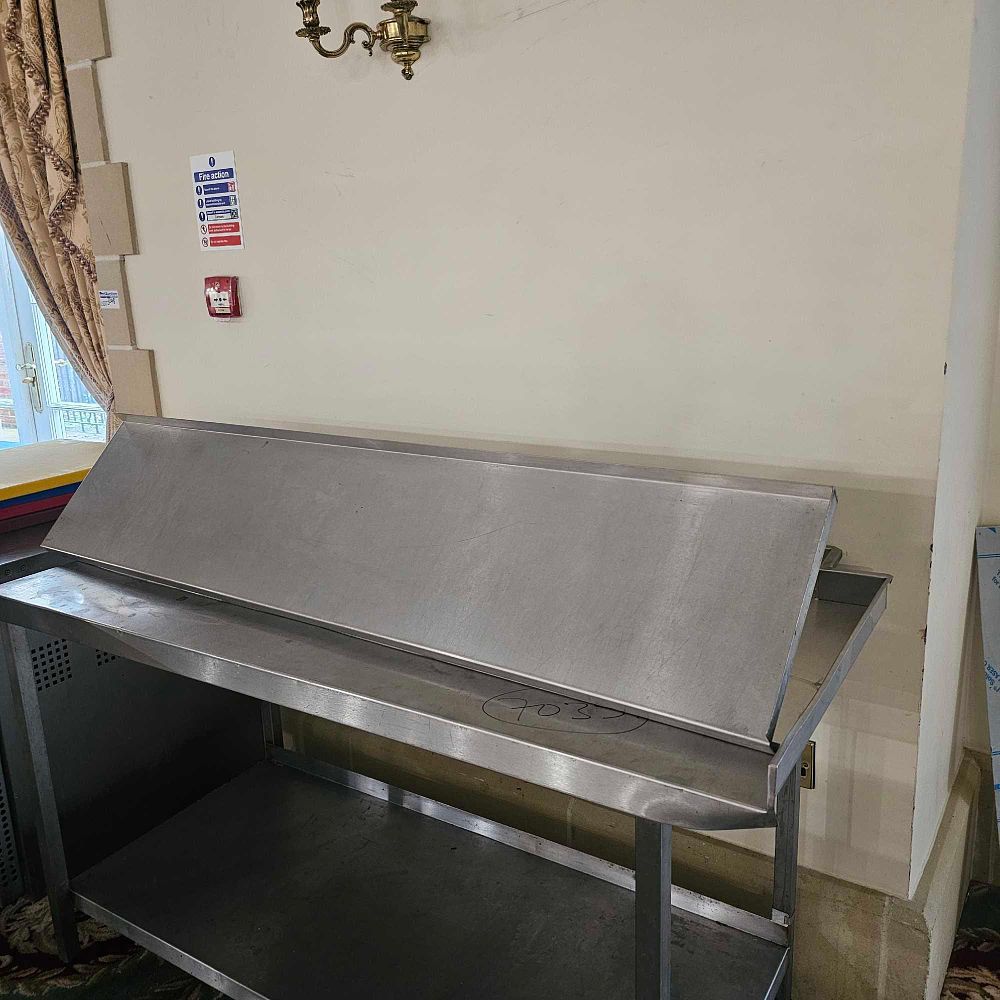 Lot 7037: * Stainless steel wall mounted shelf 145 x 30cm