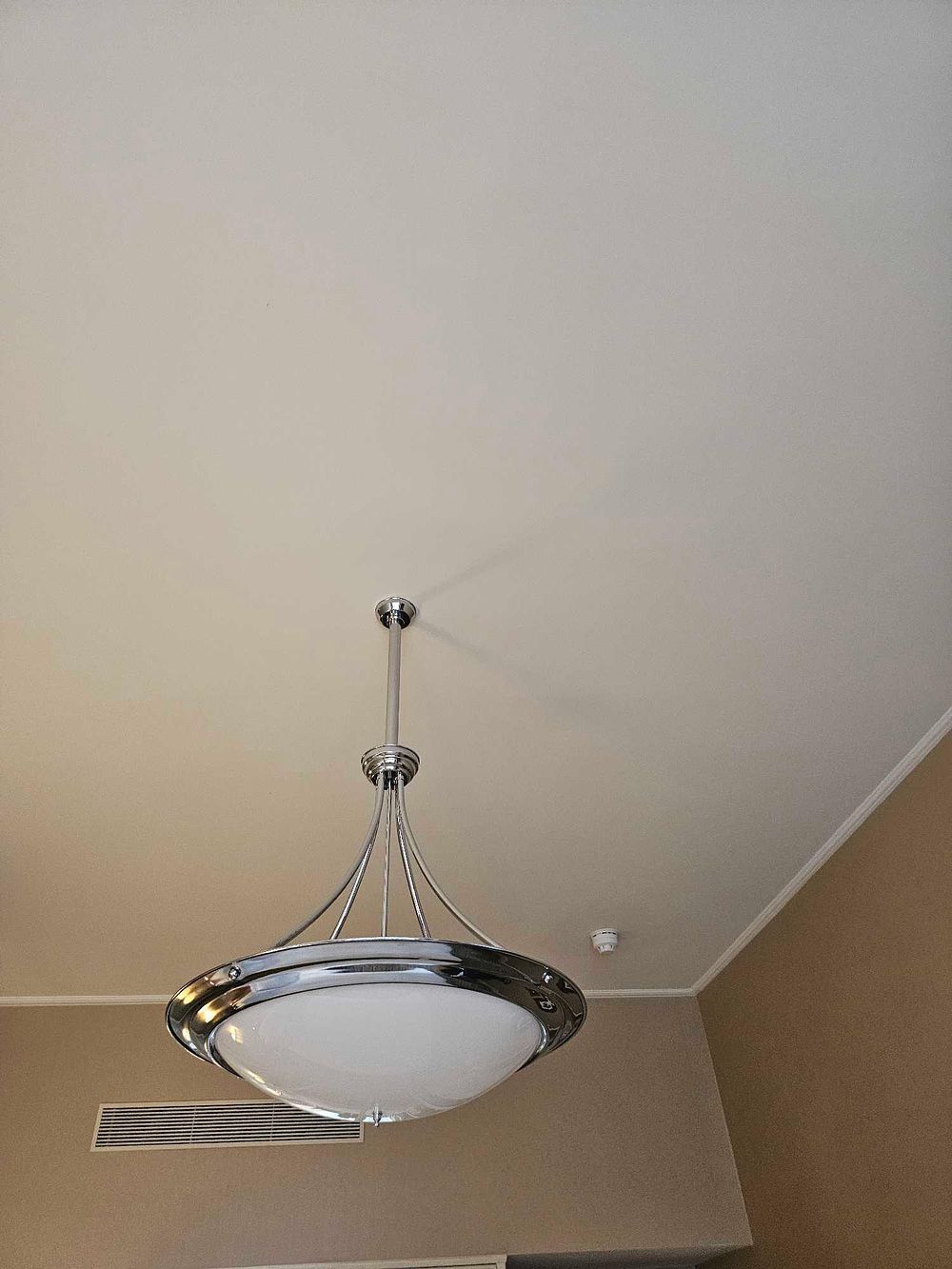 Lot 347: * Plafonnier – Chromium-Plated Multi Lamp Pendant Light with Opaque Diffuser