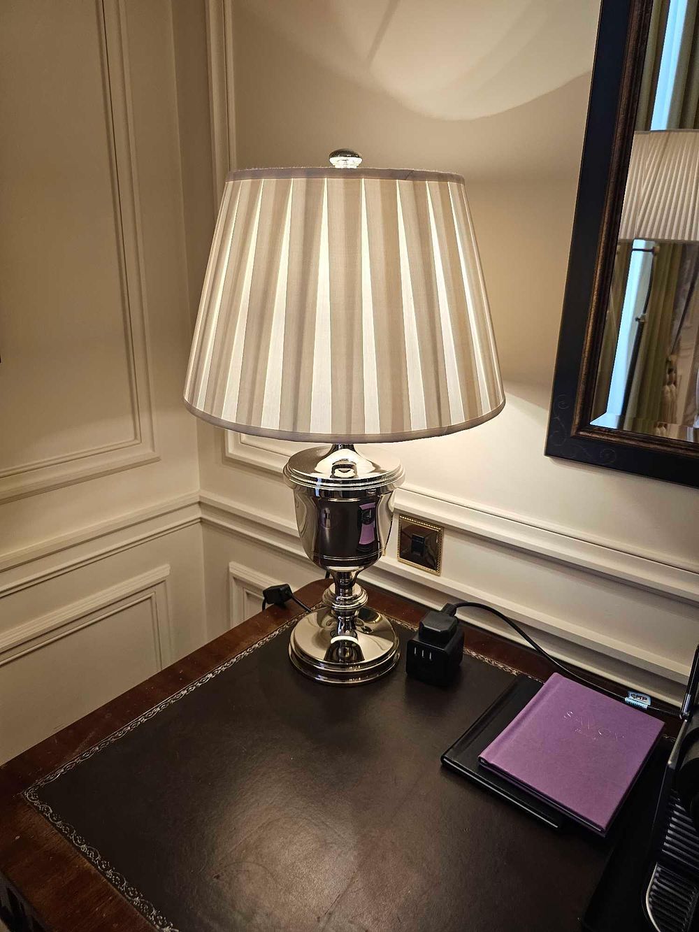 Lot 514: * Chapman and Myers for Visual Comfort Studio nickel urn table lamp with shade 90cm