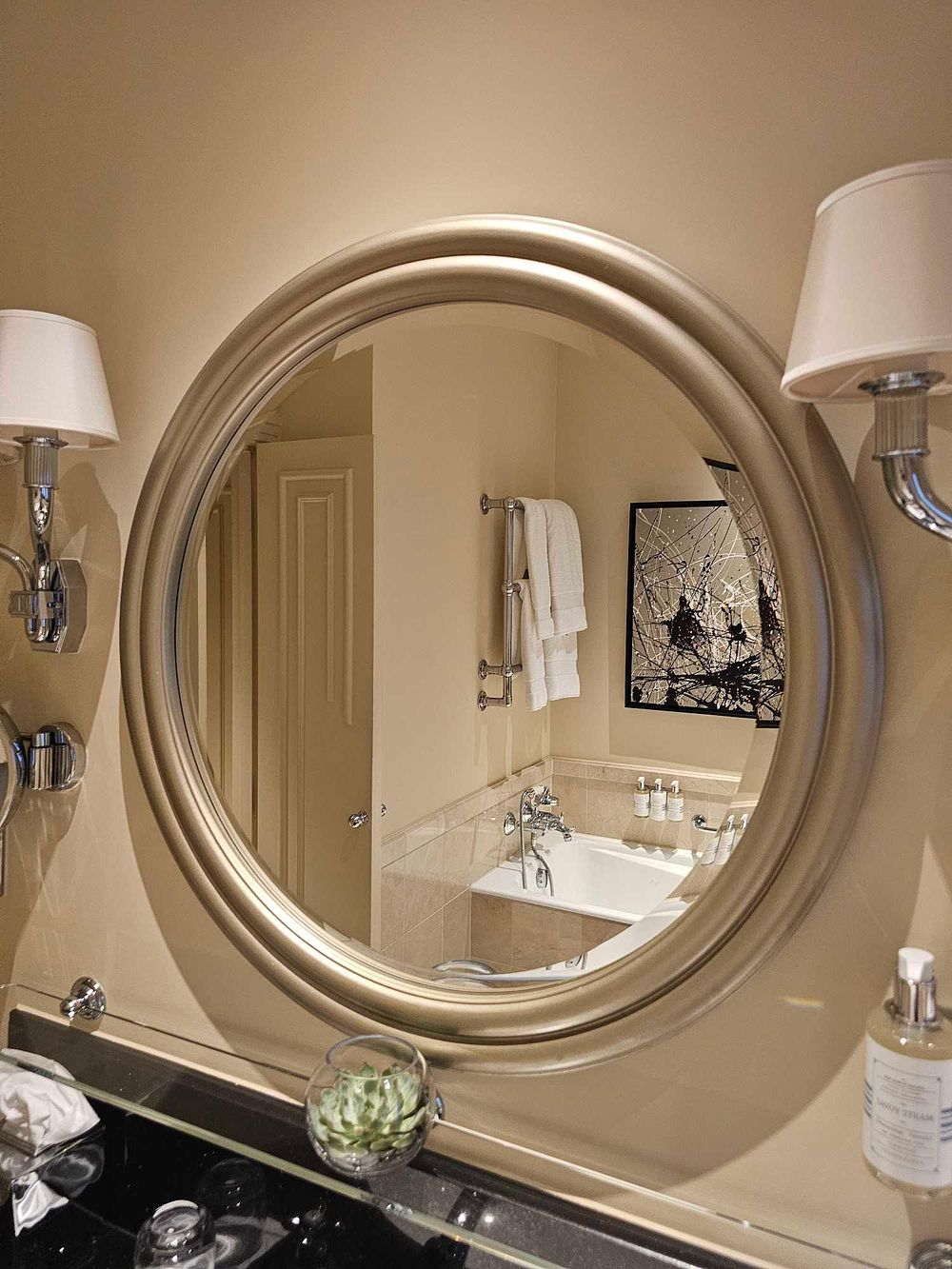 Lot 848: * Circular Mirror – Round Wood Frame with Moulded Profile, 80cm Diameter