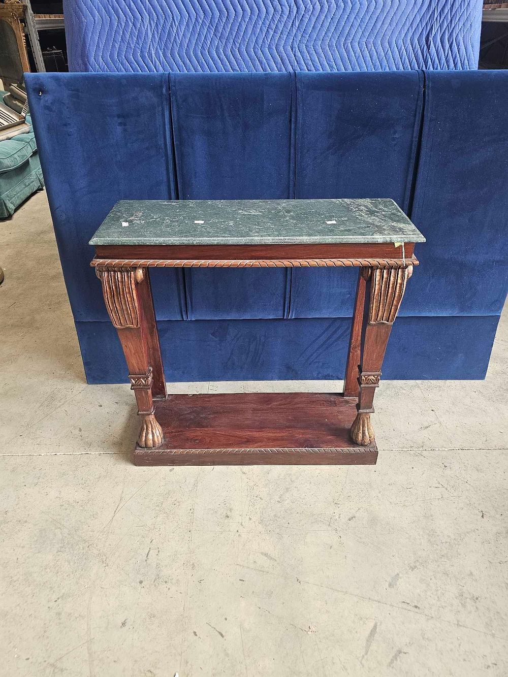 Lot 296: * A Regency Marble Topped Narrow Gilt Stained Wood Console Table Resting On