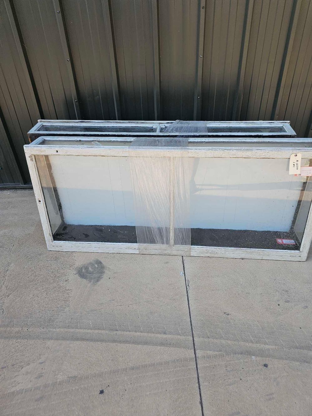 Lot 417: * A Pair Of Grey Painted Display Cases First Half 20th Century And Later Painted With Hinged Sloping