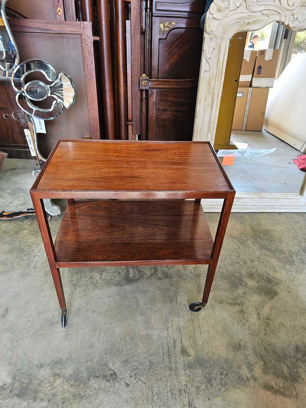 Lot 441: * A Mid Century Danish Teak Trolley On Slender Legs With Castors 68 X 42 X 74cm