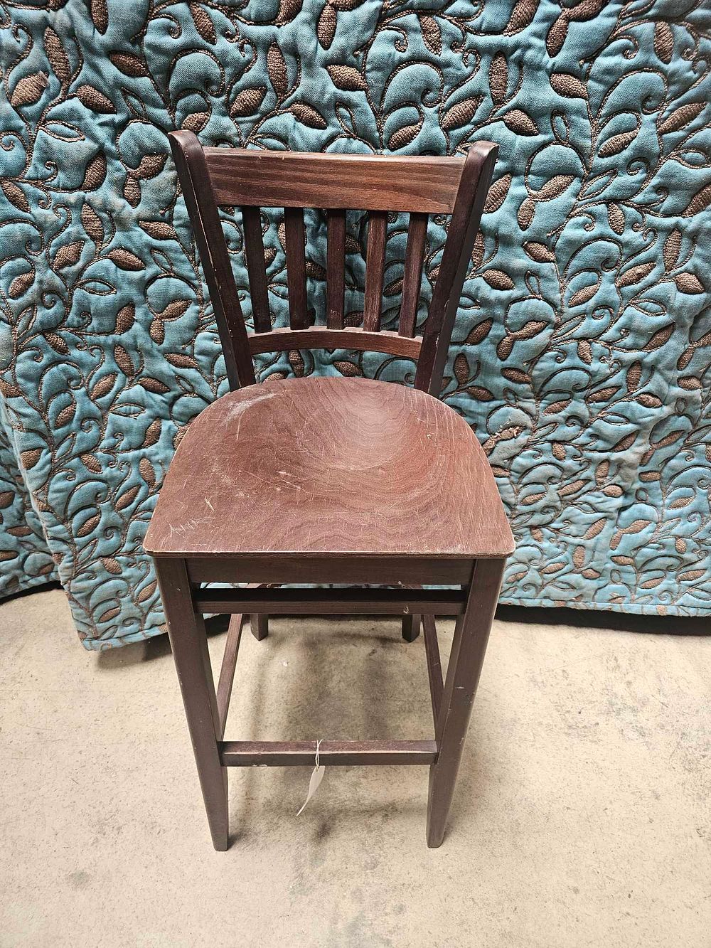 Lot 501: * A Set Of 5 X Dark-Stained, Solid Wood Bar Stools With