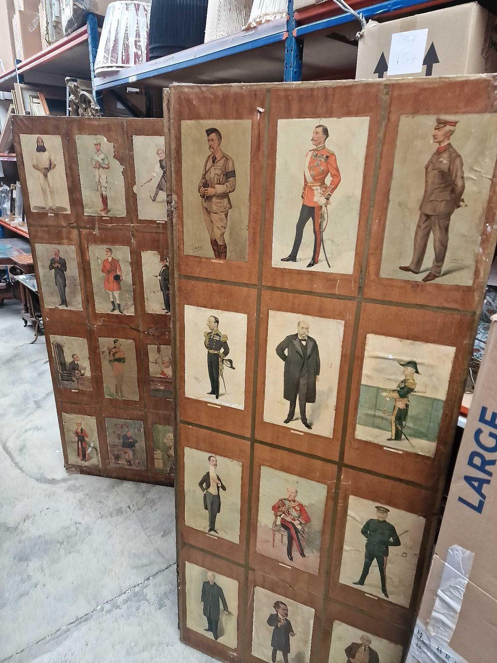 Lot 2028: * A unique three-panel folding room screen is a striking example of antique decoupage