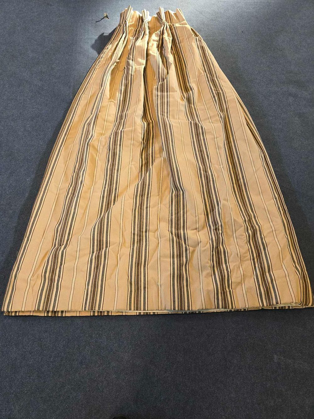 Lot 3008: * A Pair Lined Pencil Pleat Top Of Striped Drapes Fabric Is