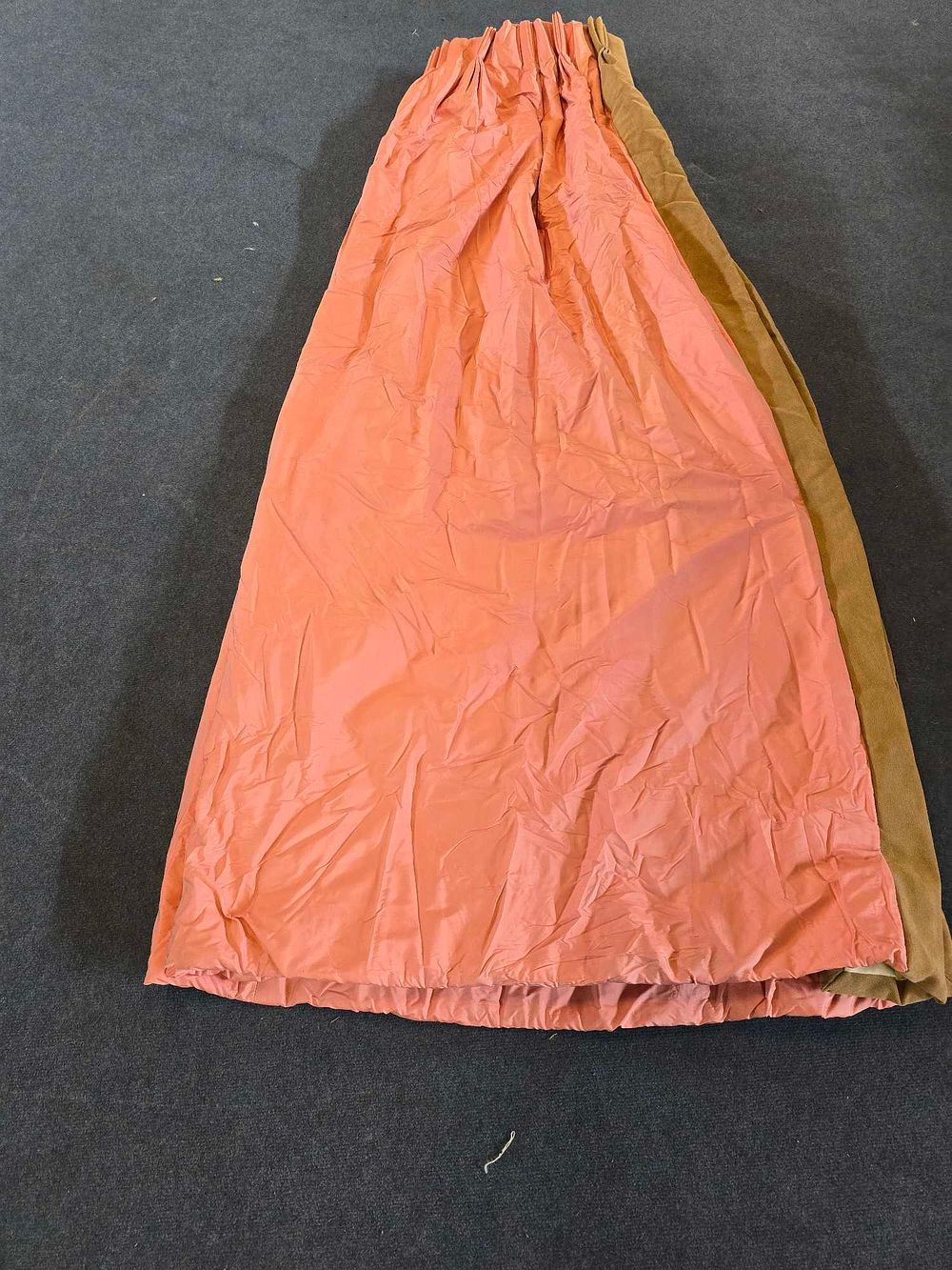 Lot 3032: * A Pair Lined Pencil Pleat Top Of Silk Drapes Dusky Pink Or Blush Colour