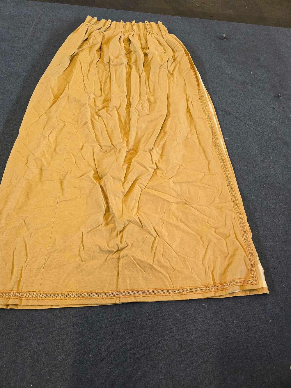 Lot 3044: * A Pair Lined Pencil Pleat Top Of Fabric Drapes Matte, Textured Fabric In