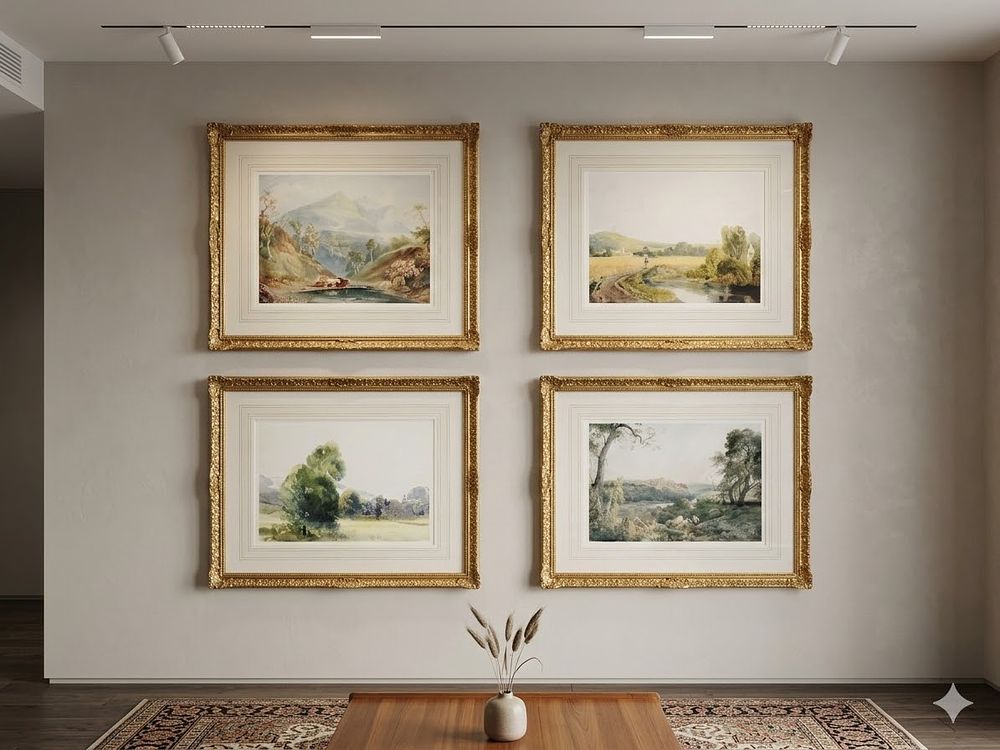 Lot 182: * A set of 4 x framed landscapes are reproductions after original works by the esteemed British
