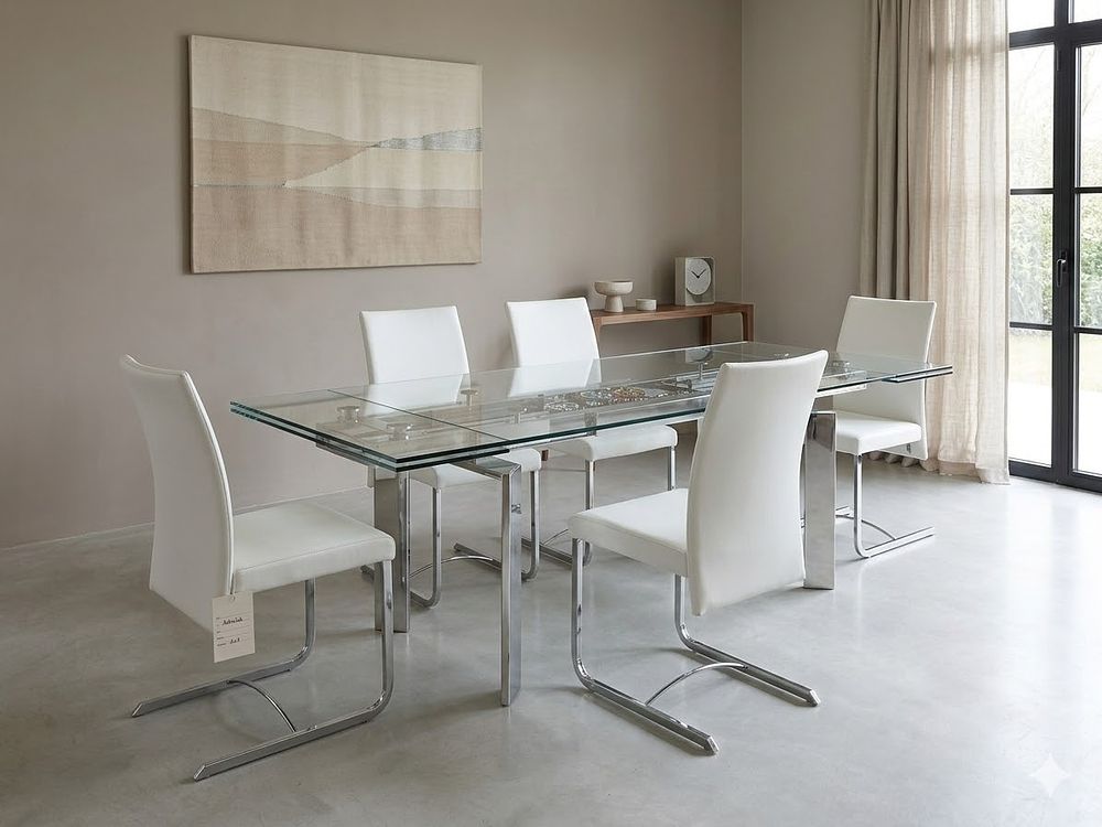 Lot 242: * Astrolab Dining Table Set by Studio Roche Bobois (Chrome)